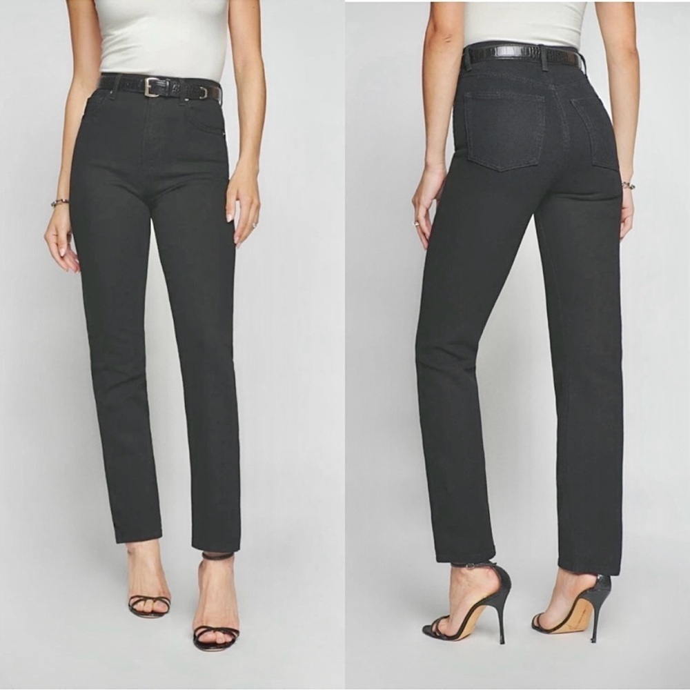 Reformation Liza Ultra High Rise Straight Jeans Washed Black Stretchy size 25